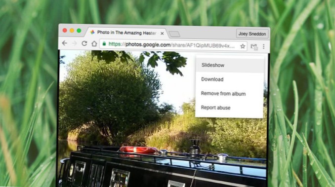 smyčka prezentace fotografií Google
