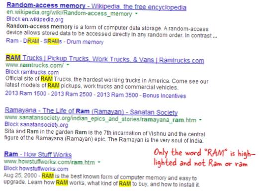 căutarea Google este sensibilă la majuscule