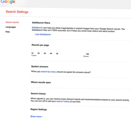 Indstillinger for Google-søgning