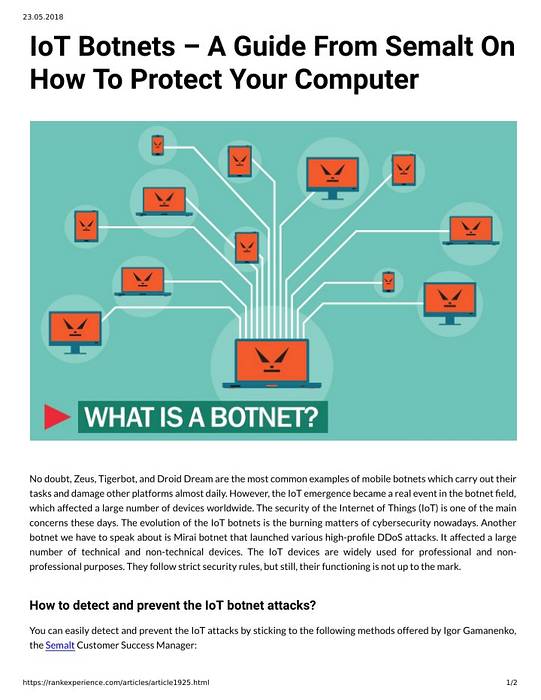 How IoT Can Be Used to Build Tomorrow's Botnets