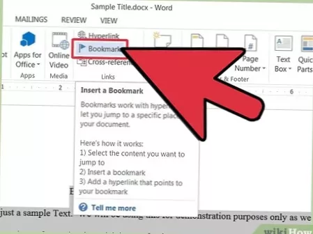 how to add bookmark in word on mac