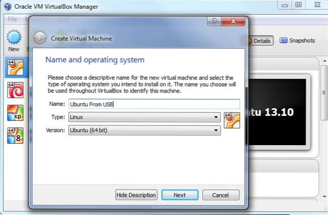 Hvordan starte et operativsystem fra en USB-stasjon i VirtualBox