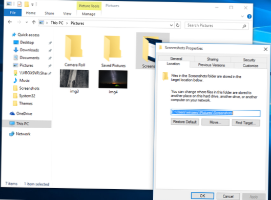 So ändern Sie die Standard-Screenshot-Speicherort Windows 10