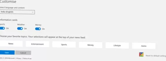 how to change msn news feed
