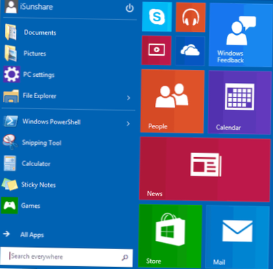 hvordan man ændrer startmenuens baggrundsfarve i Windows 10