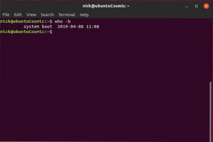 Jak zkontrolovat datum vypnutí a restartu v systému Linux