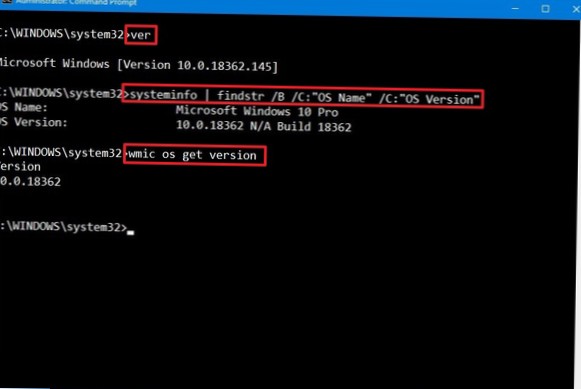 hvordan sjekke Windows 10 versjon kommandolinje