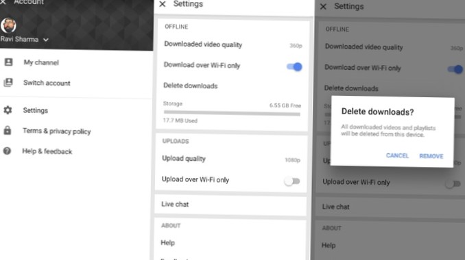 cómo borrar la bandeja de entrada de youtube en android