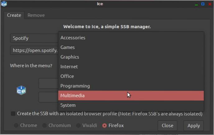 Jak převést webové aplikace na desktopové aplikace v systému Peppermint Linux
