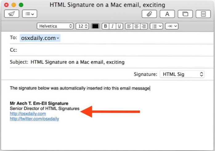 Sådan oprettes en HTML-signatur i Mail til OS X