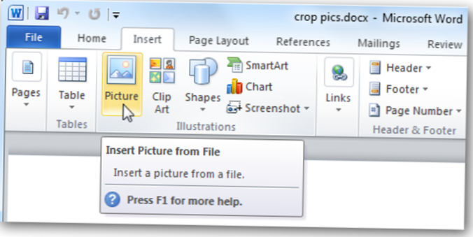 how to crop a picture in word 2010