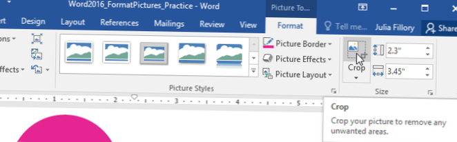 how to crop a picture in word 2016