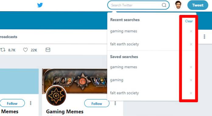 Cómo eliminar búsquedas guardadas en Twitter [Sugerencias rápidas]