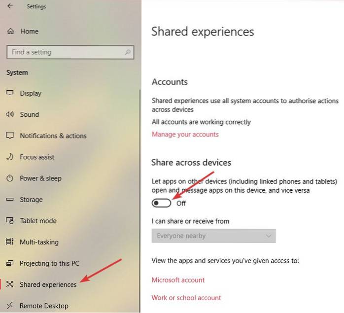 Slik deaktiverer du funksjoner for delt opplevelse i Windows 10