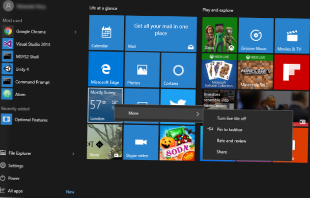 hur man inaktiverar startmenyn i Windows 10