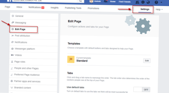 So bearbeiten Sie Registerkarten auf Facebook Seite 2020
