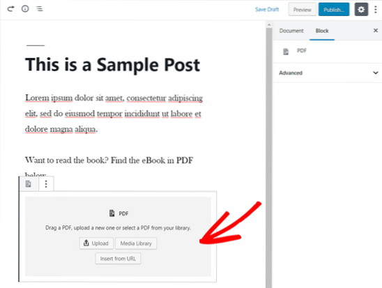 Come incorporare un documento in un post di WordPress