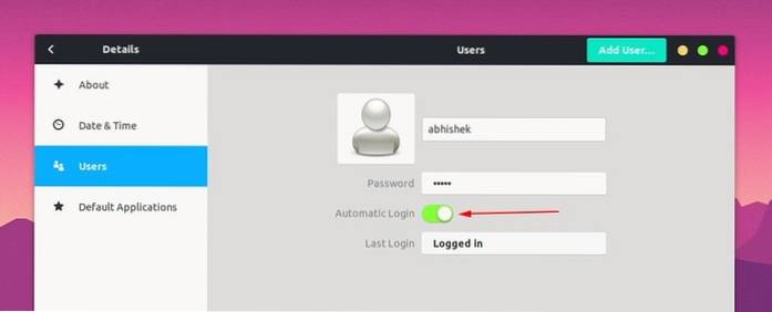 Comment activer la connexion automatique dans Ubuntu