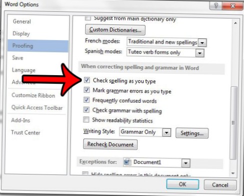 how to enable dictionary in word