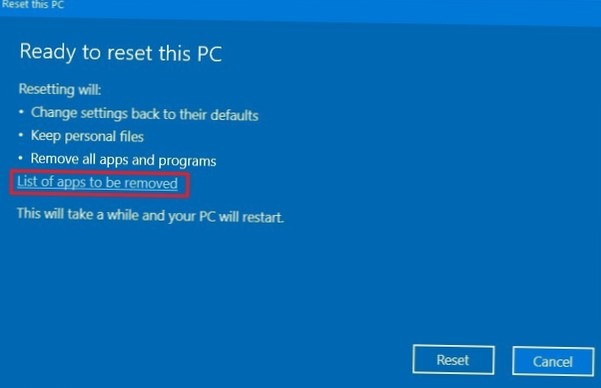 cum se resetează din fabrică Windows 10