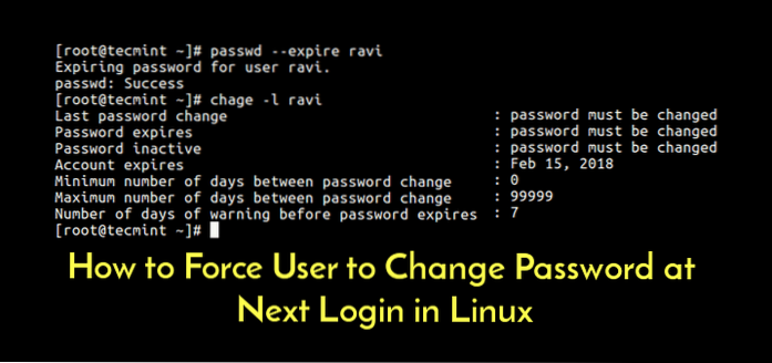 Como forçar o usuário a alterar a senha no Linux