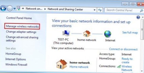 hur man glömmer wifi-nätverk i Windows 7