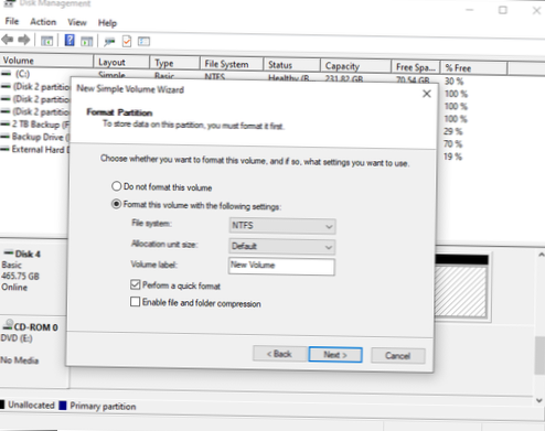 how to format an external hard drive windows 10