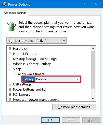 How to Fully Disable Wake Timers in Windows 10