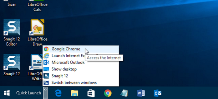 Jak získat panel rychlého spuštění XP v systému Windows 10