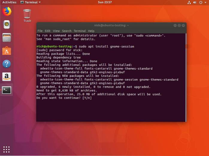 Hvordan få Vanilla GNOME Shell i Ubuntu