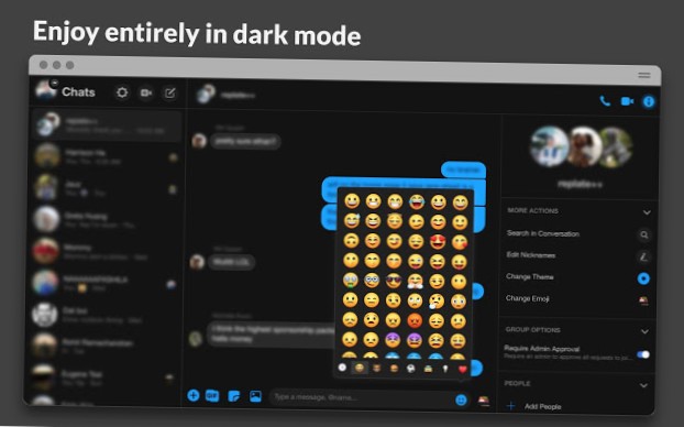 hvordan man har mørk tilstand på messenger pc