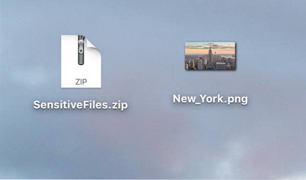 Sådan skjules et ZIP-arkiv i en billedfil på en Mac
