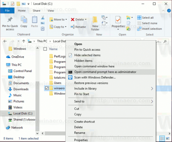 Jak spustit příkazový řádek správce v Průzkumníku souborů systému Windows 8