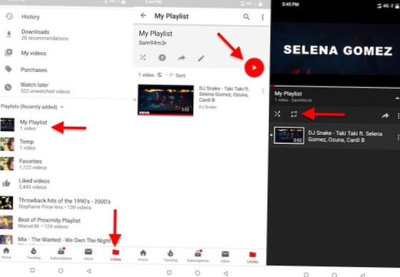 como fazer um loop de um vídeo do youtube no Android