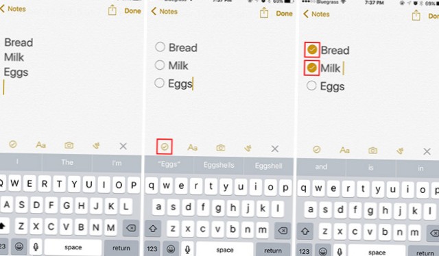 how to make a checklist in notes iphone 11