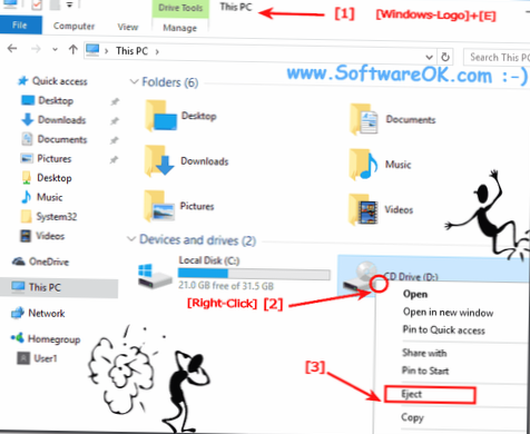 how to open cd drive in pc