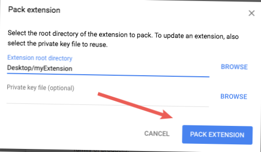 comment emballer l'extension dans chrome