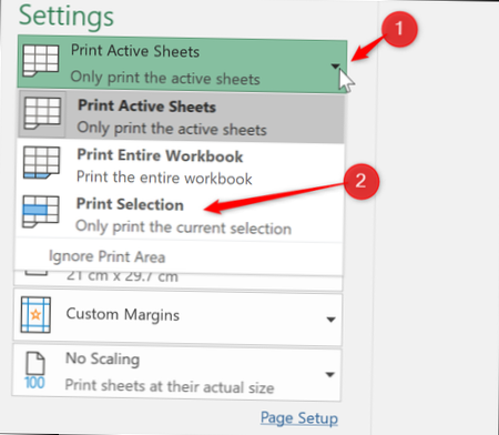 how to print selected cells in excel mac