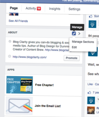 comment réorganiser la page facebook