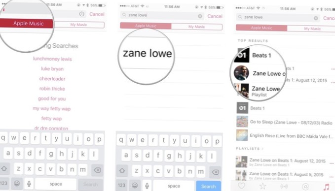 hvordan du søker etter en sang i en Apple Music-spilleliste