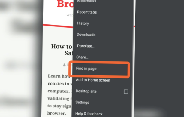 wie man Text im Android-Browser sucht