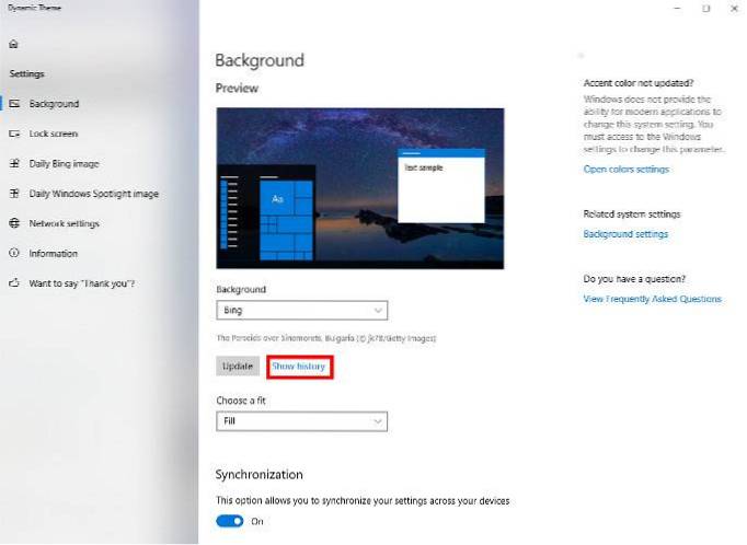 Cum să setați imaginile Bing ca fundal de desktop și fundalul ecranului de blocare în Windows 10