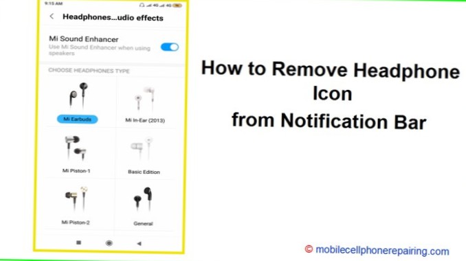 how to show headphone icon on android