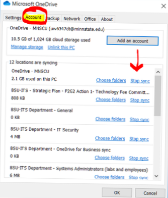 how to stop onedrive from syncing