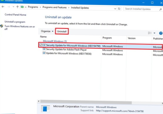 hur man avinstallerar och installerar om Windows 10-uppdateringen