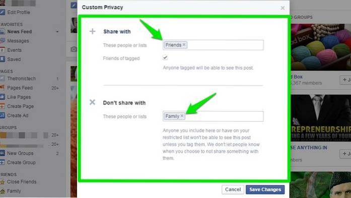 Como atualizar seu status do Facebook apenas para pessoas específicas