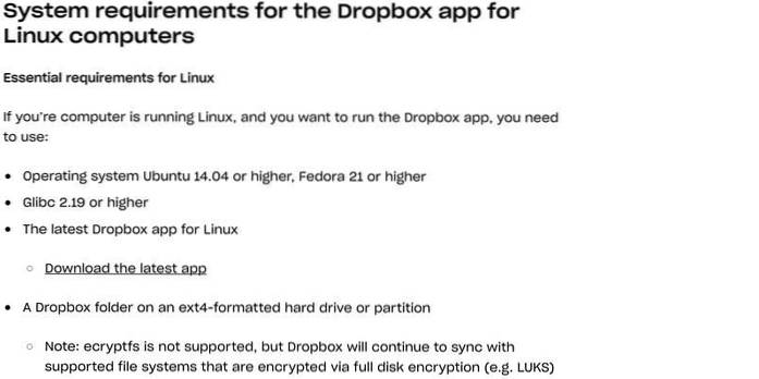 Jak používat Dropbox v souborovém systému Linuxu jiného než Ext4