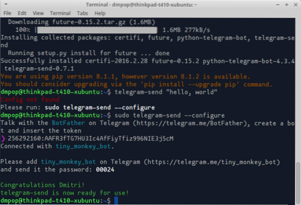 Sådan bruges Telegram fra Linux Command Line