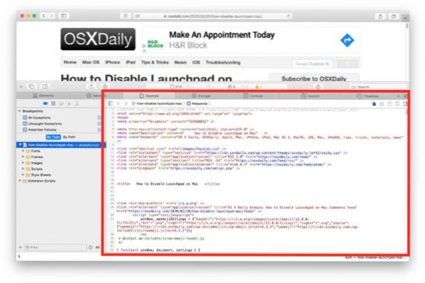 Como visualizar o código-fonte de uma página da web no Safari no Mac