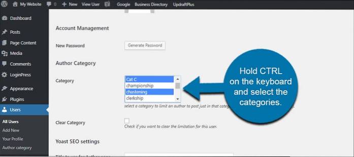 Limiting Author Access to Categories in WordPress